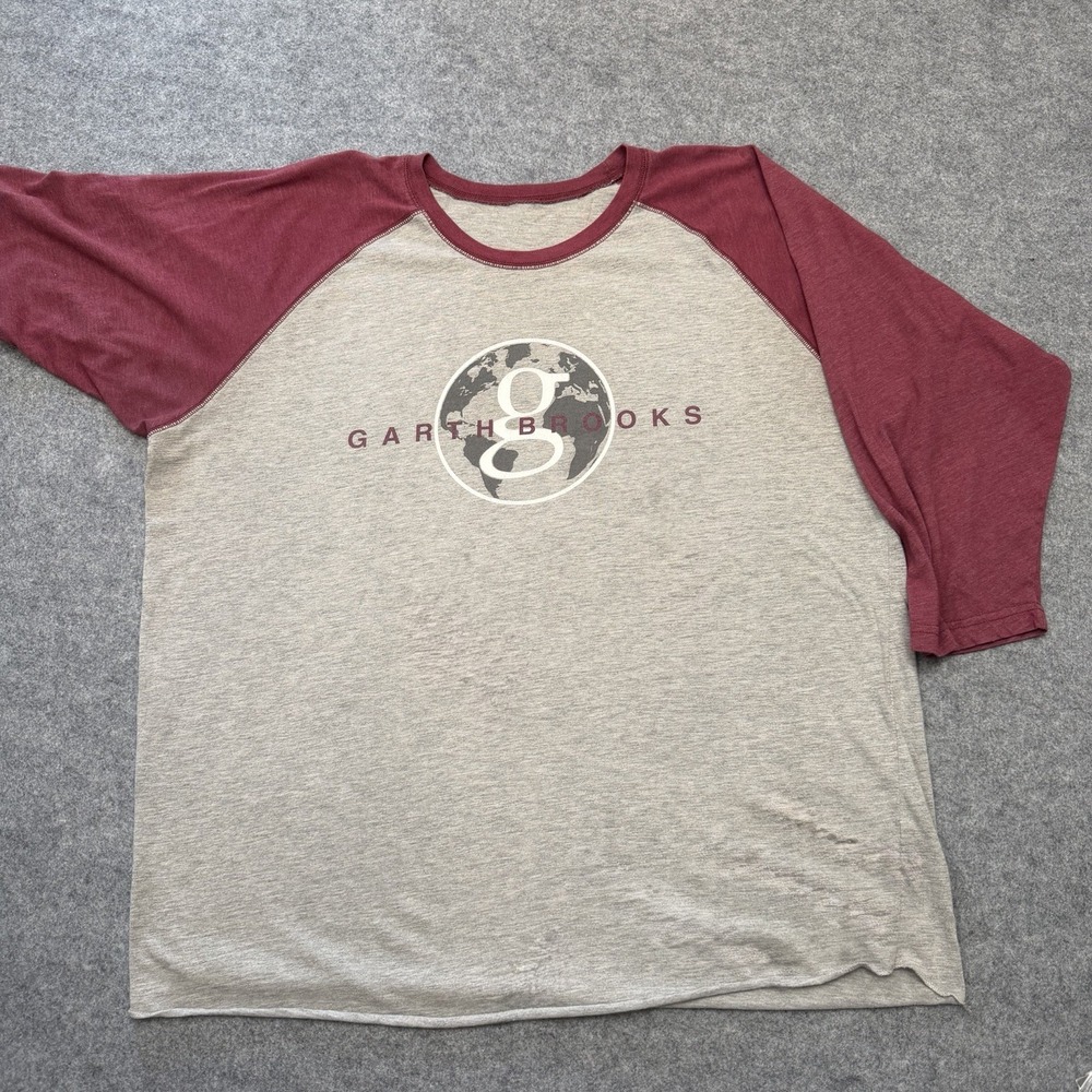 Garth Brooks T-shirt 3/4 Sleeve XXL World Tour Concert Baseball Shirt 2XL